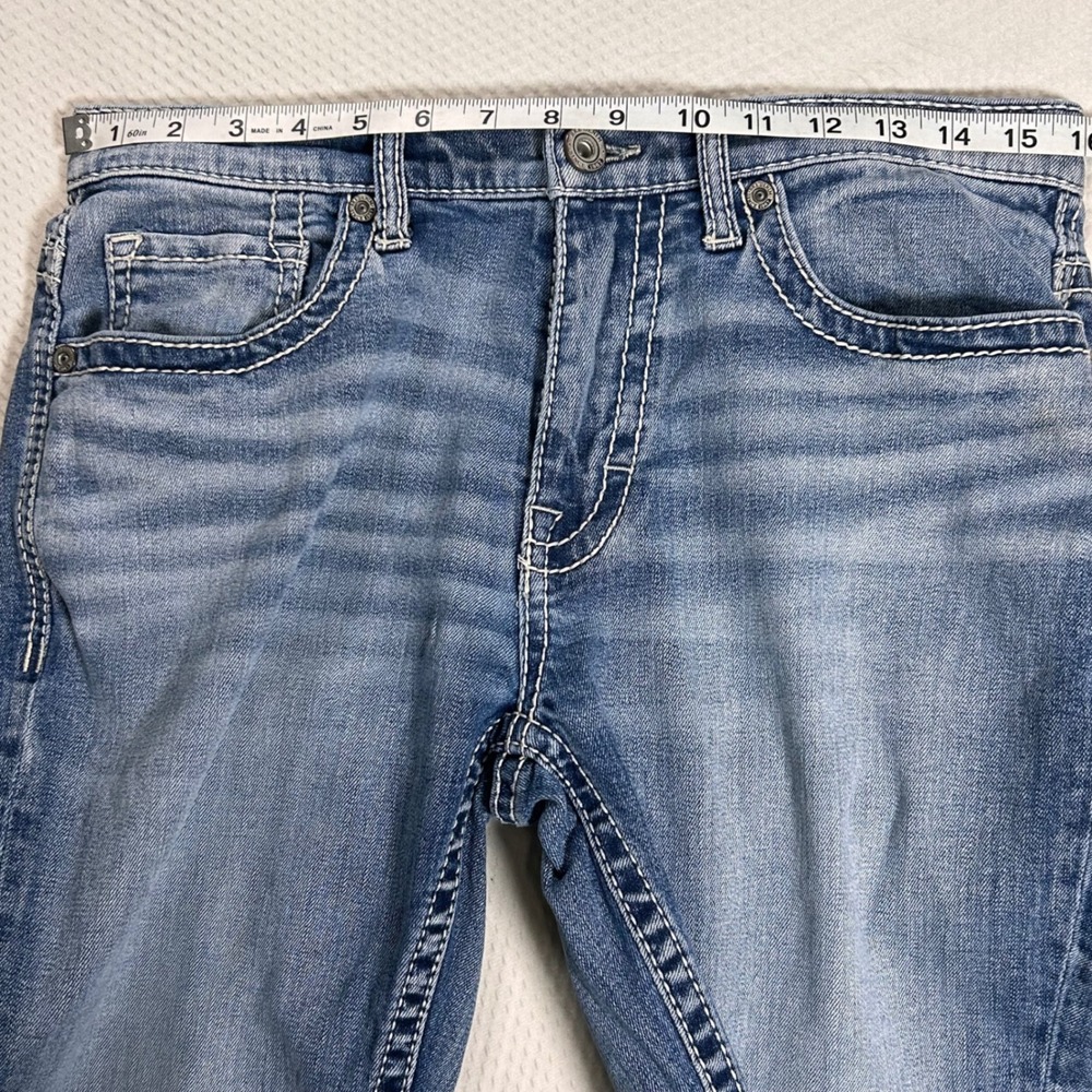 BKE Mens Straight Leg Medium Wash Denim Jeans Blue Contrast Stitch 32x32 No Tags - Picture 3 of 8